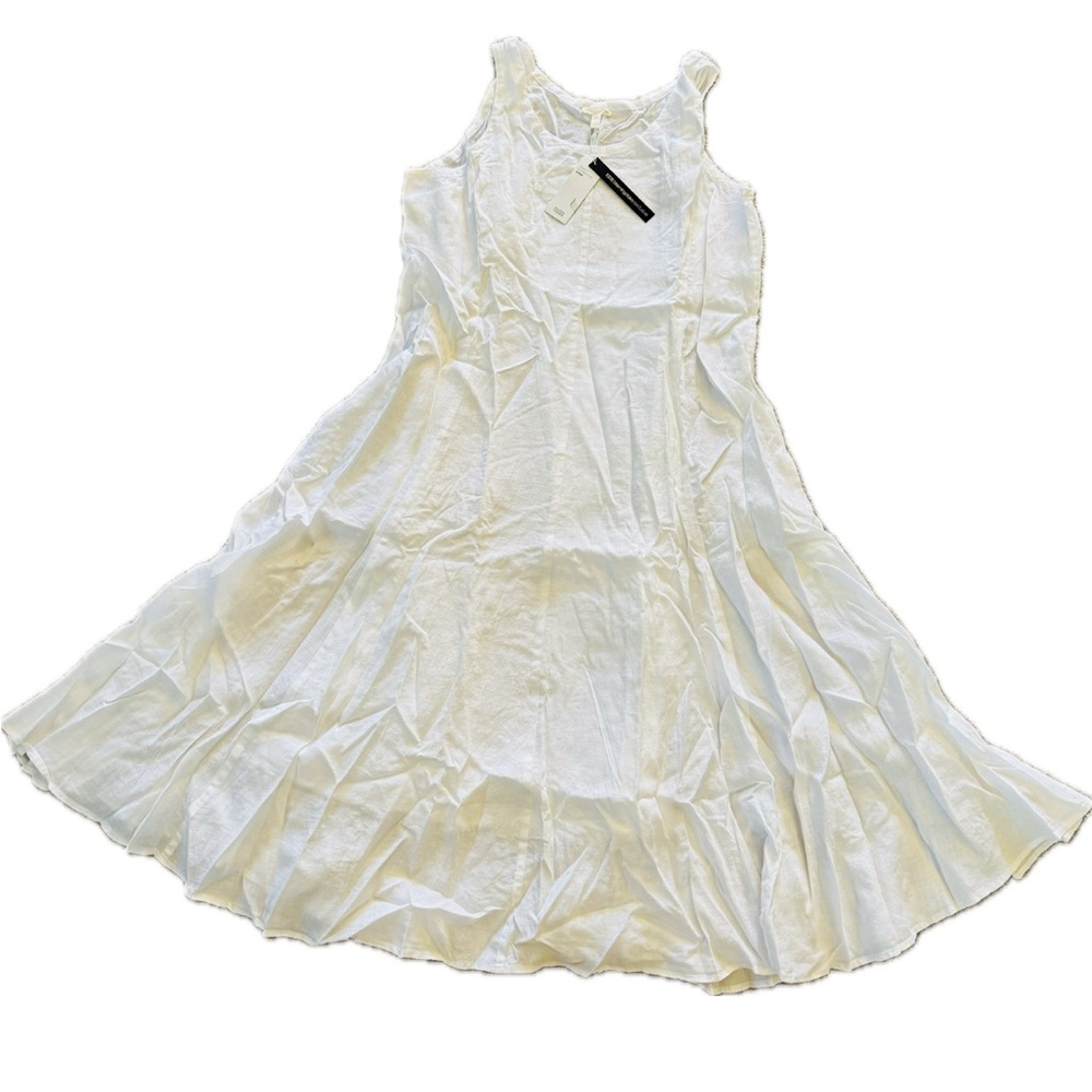 $400 NWT EILEEN FISHER White  Handkerchief w/ Ties Linen Scoop Neck Dress XL - Picture 14 of 15